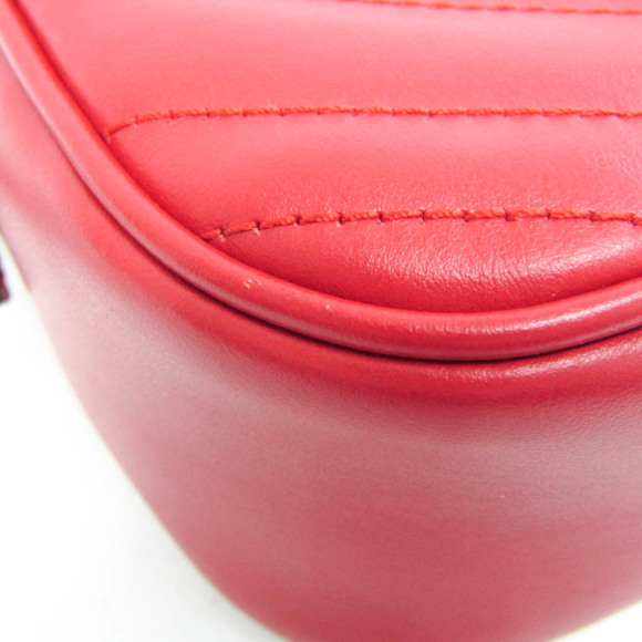 GUCCI Authentic Red Leather GG Marmont Shoulder Bag main image 7